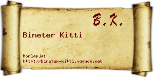 Bineter Kitti névjegykártya
